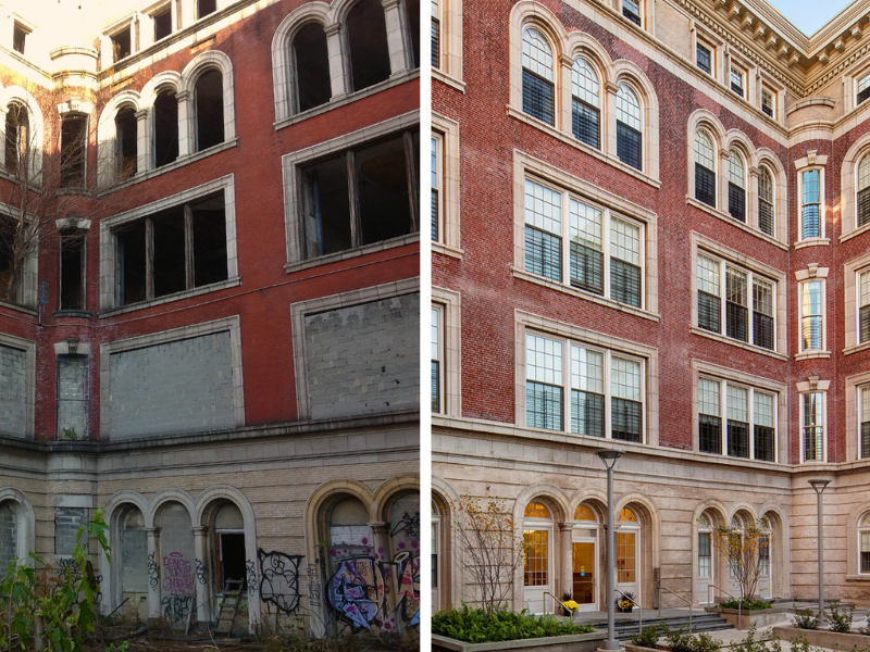 Before and after shot of PS 186