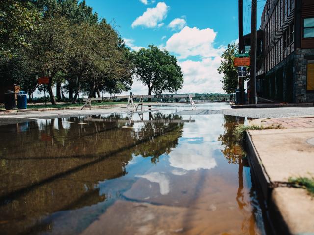 Flooded city street