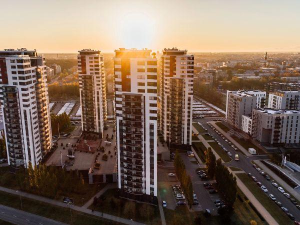 Tall buildings with sunshine