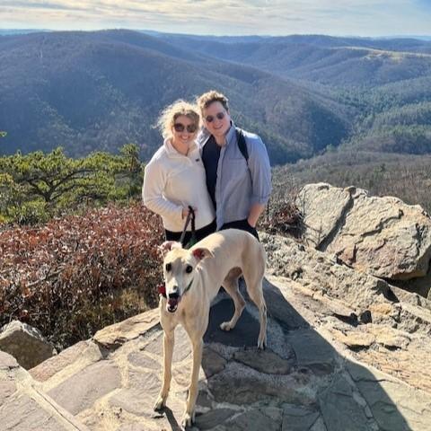 Josh with his wife and dog