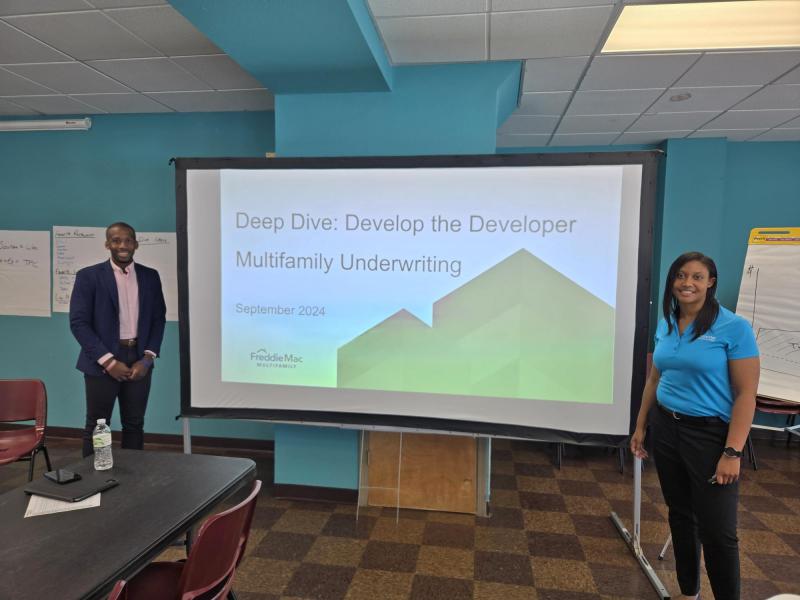 Lawrence Washington and Brianna Brown giving a presentation at LISC Milwaukee
