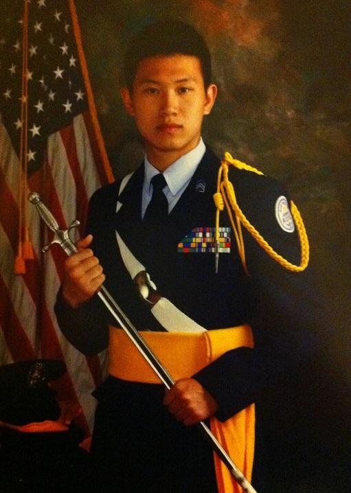 Nick He in his ROTC uniform