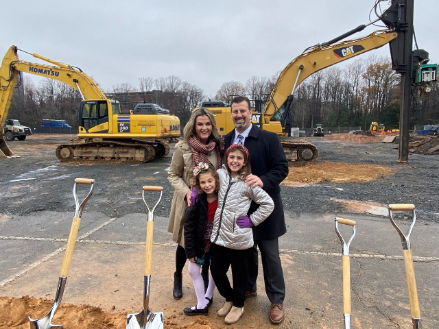 Nick Bracco and his family at the groundbreaking