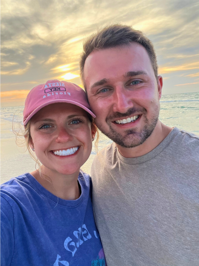Nathan Downey with his wife at Sarasota Beach, Florida.