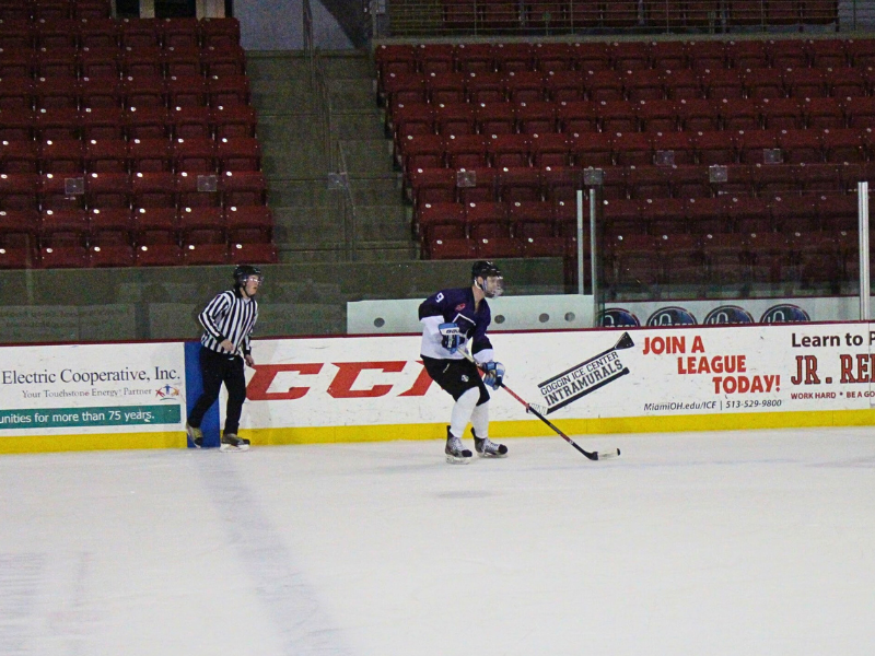 Drew Musser playing hockey